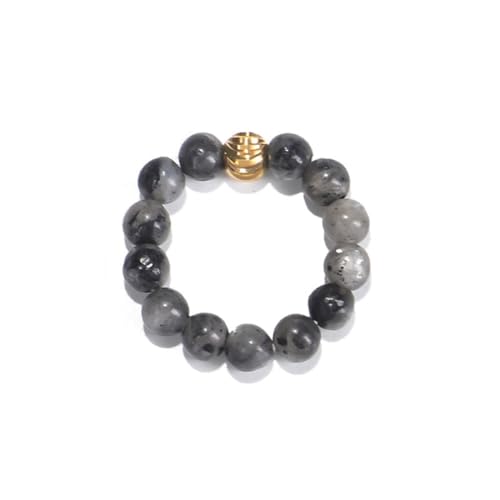 oasymala 4 mm handgefertigter Ring aus Heilsteinperlen mit elastischer dehnbarer Kordel, Einheitsgröße (Labradorit (Labradorite)) von oasymala
