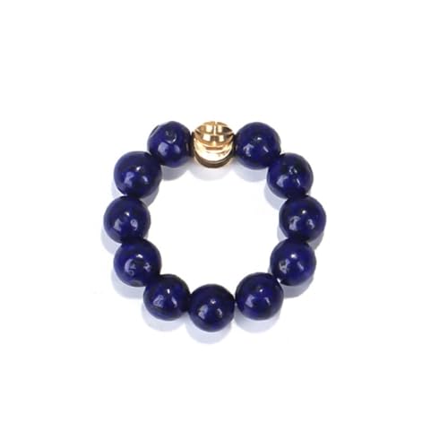 oasymala 4 mm handgefertigter Ring aus Heilsteinperlen mit elastischer dehnbarer Kordel, Einheitsgröße (Lapis) von oasymala