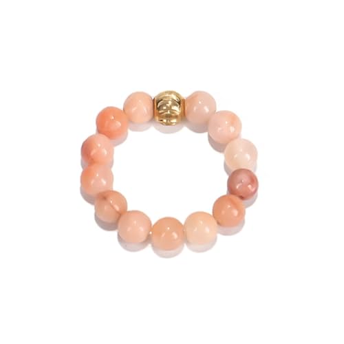 oasymala 4 mm handgefertigter Ring aus Heilsteinperlen mit elastischer dehnbarer Kordel, Einheitsgröße (Sonnenstein (Sun Stone)) von oasymala