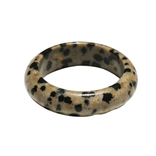 oasymala Ring aus natürlichem Heilkristall und Achat, Meditationsaccessoire für Männer oder Frauen (Dalmatiner-Jaspis (Dalmatian Jasper)) von oasymala