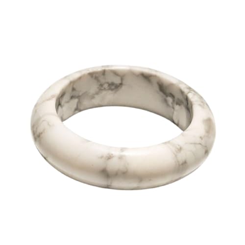 oasymala Ring aus natürlichem Heilkristall und Achat, Meditationsaccessoire für Männer oder Frauen (Howlith (Howlite)) von oasymala