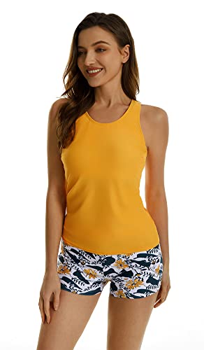 obaSeteck Tankini-Badeanzüge für Damen Badeanzüge Tanktop mit Jungen-Shorts und BH bescheidene Badebekleidung (XXL, Z8) von obaSeteck