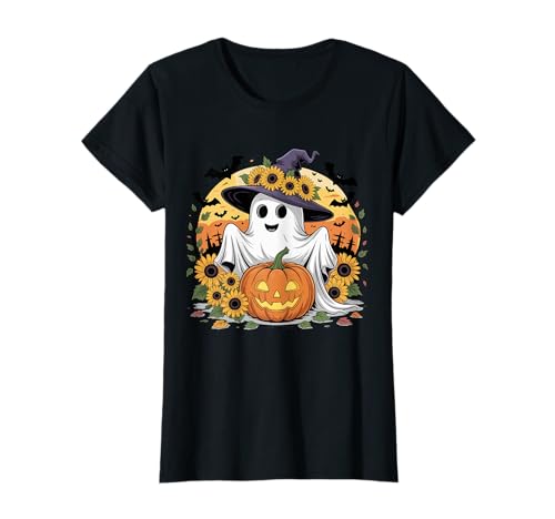 Girls Women Matching Halloween Costume Boo Floral Ghost T-Shirt Girls Women Matching Halloween Costume Boo Floral Ghost T-Shirt von obeezon