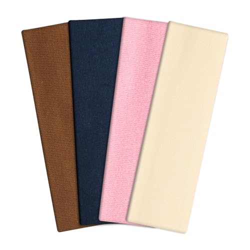 4 Stück Haarband Damen, Stirnband Elastisch Schweißband Stirn Kopfband Sport Stirnbänder Unisex für Yoga Fitness Laufen (4 Farben) von obeoby
