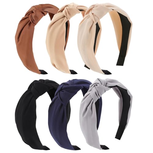6 Stück Haarreifen Damen, Verknotet Stirnband Schmink Rutschfest Haarreifen für Frauen Mädchen von obeoby