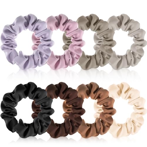 8 Stück Satin-Haargummis, kleine Satin-Haargummis für Frauen, Seiden-Haargummis, Kaffeeserie, Haarschmuck für Frauen und Mädchen 8 Stück Satin-Haargummis, kleine Satin-Haargummis für Frauen, Seiden-Haargummis, Kaffeeserie, Haarschmuck für Frauen und Mädchen von obeoby