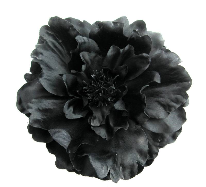 Große 6 "Schwarze Peony Poly Silk Blumen Haarspange von oceansEdge11