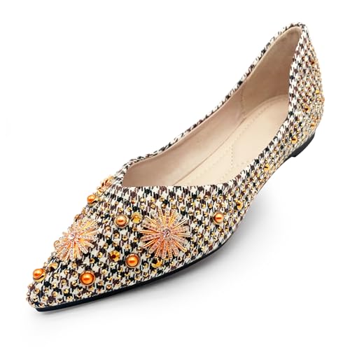 Damen Flats Bequeme Spitze Strass Ballerinas für Hochzeit Party Arbeit Datum Funkeln Elegant Kleid Flats, Gitter schwarz, 37.5 EU Damen Flats Bequeme Spitze Strass Ballerinas für Hochzeit Party Arbeit Datum Funkeln Elegant Kleid Flats, Gitter schwarz, 37.5 EU von ochisdf