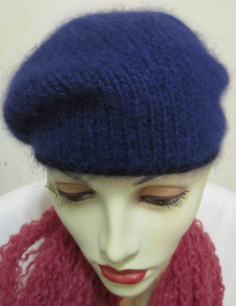 Angora, Merino Seide Handgestrickt Slouchy Mütze von odaliv