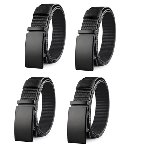 oeeo 4 Stück Nylon Gürtel,Arbeitsgürtel Herren,Automatik Gürtel mit Ratsche,Ohne Löcher Verstellbar Business Arbeitsgürtel,Der Passt überall Hin (4) von oeeo