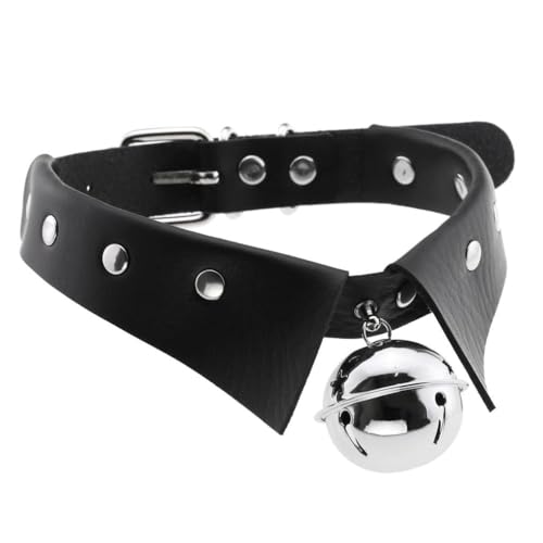 oenyaeu PU-Leder-Choker-Halsband für Damen mit Glöckchen, verstellbar (schwarz) von oenyaeu
