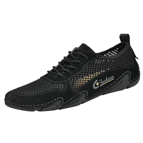 Barfußschuhe für Herren, Netzfutter, Wasserschuhe, leicht, schnell trocknend, rutschfest, tiefe Ösen, weite Passform, Sneaker, Low-Top, Schnürung, flacher Turnschuh, Strand, Pool, Wandern und Outdoor Barfußschuhe für Herren, Netzfutter, Wasserschuhe, leicht, schnell trocknend, rutschfest, tiefe Ösen, weite Passform, Sneaker, Low-Top, Schnürung, flacher Turnschuh, Strand, Pool, Wandern und Outdoor von ofeirhz