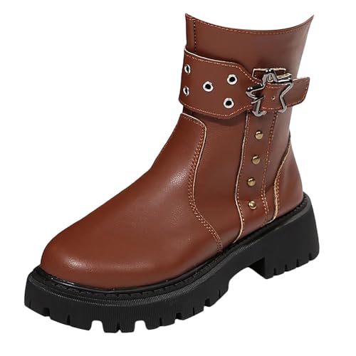 Cowboystiefel für Damen, mittelhohe Schnalle, Cowgirl-Stiefel, dicke Unterseite, runde Zehenpartie, Wanderschuh, einfacheres An- und Ausziehen, griffige Sohle, Schlupfstiefel, wasserabweisend, leicht Cowboystiefel für Damen, mittelhohe Schnalle, Cowgirl-Stiefel, dicke Unterseite, runde Zehenpartie, Wanderschuh, einfacheres An- und Ausziehen, griffige Sohle, Schlupfstiefel, wasserabweisend, leicht von ofeirhz