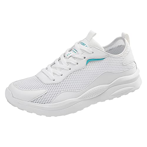 Laufschuhe Herren Luftkissen Bequeme Walkingschuhe Rutschfest Schnürer Sicherheit Turnschuhe Arch Support Mesh Futter Wanderschuhe Anti-Smashing Pannensicher Trainer Gym Fitness Jogging Walking, weiß von ofeirhz