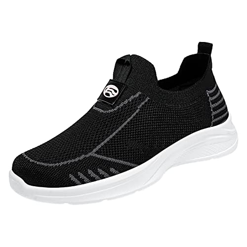 Slip-On-Sneaker für Herren, Fußgewölbe-Passform, leicht zu schließen, Fußgewölbeunterstützung, bequeme Plantarfasziitis-Schuhe, rutschfeste breite Passform, Turnschuhe, leichtes Netzfutter, Trainer von ofeirhz