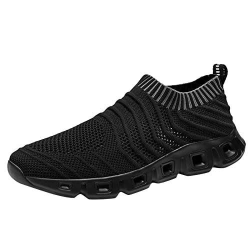 Slip On Sneakers Herren Mesh Atmungsaktiv Walkingschuhe Luftkissen Bequeme Barfußschuhe Arch Fit Easy Close Wide Fit Turnschuhe Leichte rutschfeste Freizeitschuh Frühling Sommer Wandern & Outdoor von ofeirhz