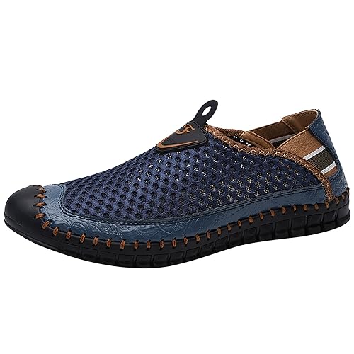 Slip On Sneakers Herren Mesh Futter Atmungsaktiv Walkingschuhe Low-Top Easy Close Wide Fit Turnschuhe Rutschfeste Tiefe Lugs Barfußschuhe Weich Gepolstertes Fußbett Flacher Schuh Frühling Sommer von ofeirhz