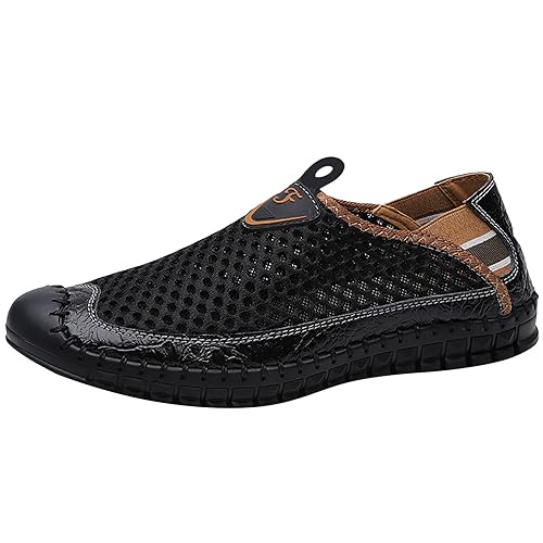 Slip On Sneakers Herren Mesh Futter Atmungsaktiv Walkingschuhe Low-Top Easy Close Wide Fit Turnschuhe Rutschfeste Tiefe Lugs Barfußschuhe Weich Gepolstertes Fußbett Flacher Schuh Frühling Sommer von ofeirhz