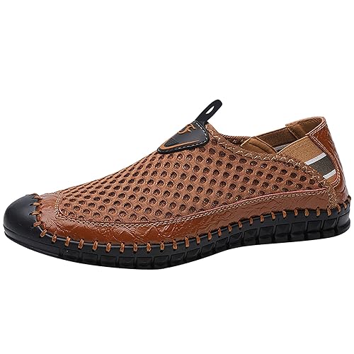Slip On Sneakers Herren Mesh Futter Atmungsaktiv Walkingschuhe Low-Top Easy Close Wide Fit Turnschuhe Rutschfeste Tiefe Lugs Barfußschuhe Weich Gepolstertes Fußbett Flacher Schuh Frühling Sommer von ofeirhz