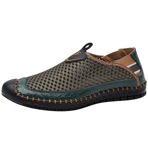 Slip On Sneakers Herren Mesh Futter Atmungsaktiv Walkingschuhe Low-Top Easy Close Wide Fit Turnschuhe Rutschfeste Tiefe Lugs Barfußschuhe Weich Gepolstertes Fußbett Flacher Schuh Frühling Sommer von ofeirhz