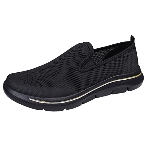 Slip On Sneakers Herren Weich Gepolstertes Fußbett Weite Passform Turnschuhe Mesh-Futter Bequeme Wanderschuhe Rutschfeste Tiefe Lugs Wanderschuhe Leicht Breiter Zehentrainer für Geschwollene Füße von ofeirhz