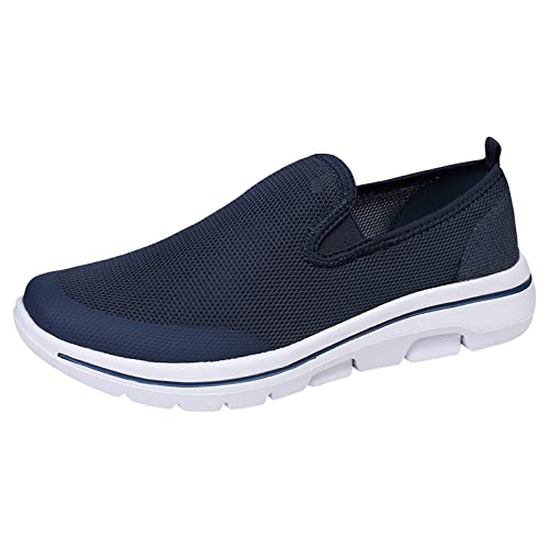 Slip On Sneakers Herren Weich Gepolstertes Fußbett Weite Passform Turnschuhe Mesh-Futter Bequeme Wanderschuhe Rutschfeste Tiefe Lugs Wanderschuhe Leicht Breiter Zehentrainer für Geschwollene Füße von ofeirhz