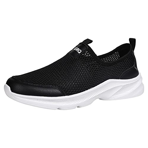 Slip On Turnschuhe Herren Arch Support Wide Fit Turnschuhe Mesh Atmungsaktive Walkingschuhe Rutschfest Stabiler Griff Wanderschuhe Leicht Breiter Zehentrainer für Geschwollene Füße Plantarfasziitis von ofeirhz