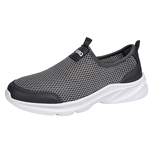 Slip On Turnschuhe Herren Arch Support Wide Fit Turnschuhe Mesh Atmungsaktive Walkingschuhe Rutschfest Stabiler Griff Wanderschuhe Leicht Breiter Zehentrainer für Geschwollene Füße Plantarfasziitis von ofeirhz