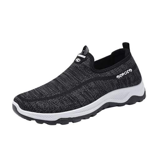 Slip-On-Turnschuhe für Herren, Fußgewölbeunterstützung, bequeme Laufschuhe, Netzfutter, atmungsaktiv, breite Passform, tiefe Ösen, stabiler Griff, Wanderschuhe, Anti-Smashing, pannensicher, Trainer von ofeirhz