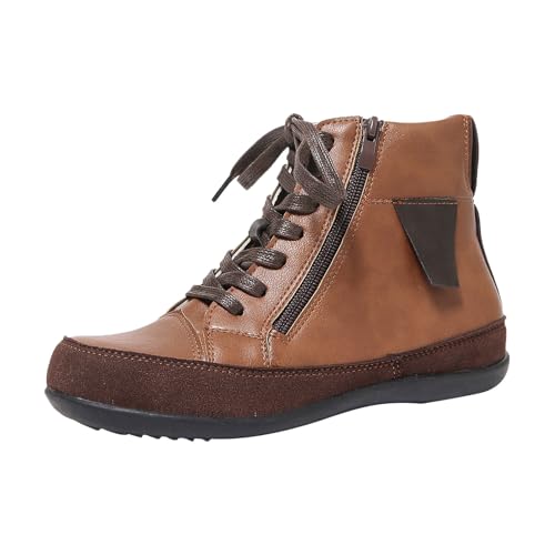 ofeirhz Stiefeletten für Damen, Schnürstiefel, Reißverschluss, Retro-Wanderstiefel, dicke Unterseite, runde Zehenpartie, warm, Winterstiefel, rutschfest, bequem, Damenschuhe, Hundespaziergänge ofeirhz Stiefeletten für Damen, Schnürstiefel, Reißverschluss, Retro-Wanderstiefel, dicke Unterseite, runde Zehenpartie, warm, Winterstiefel, rutschfest, bequem, Damenschuhe, Hundespaziergänge von ofeirhz