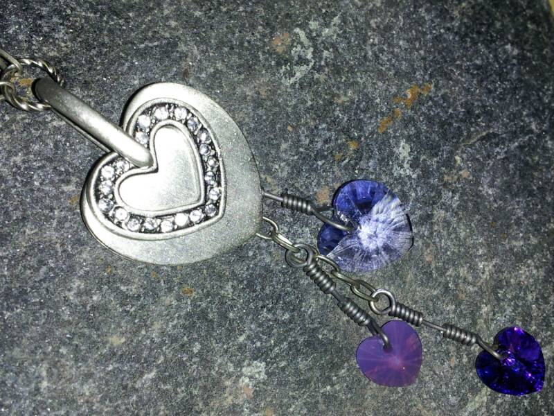 Glückliches Herz Wunsch Halskette Zinn Medaillon Kristall Herzen Kette Knebelverschluss Valentine Day Geschenk Silber Schmuck Swarovski von offbeadinpathneosho