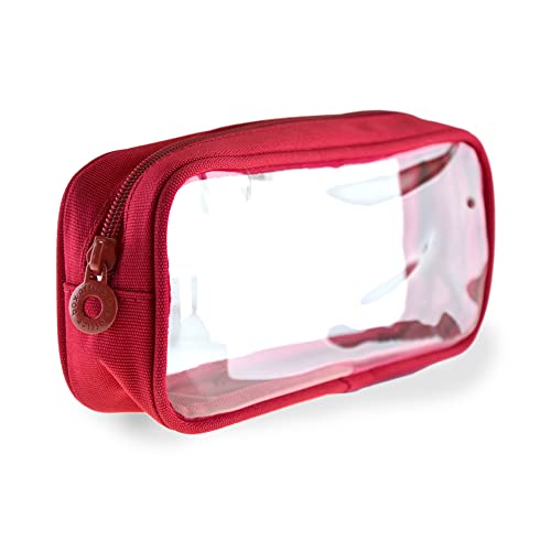 Colorline by Federmäppchen / Kulturbeutel Vision – transparente Seiten und rechteckiges Format mit großem Fach und Reißverschluss Office Box, rot, Federmäppchen von office box
