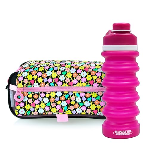 office box Colorline Federmäppchen, geräumige Innenfächer mit individuellem Reißverschluss, waschbar und sehr strapazierfähig, Blumen + Wasser, Modisch von office box