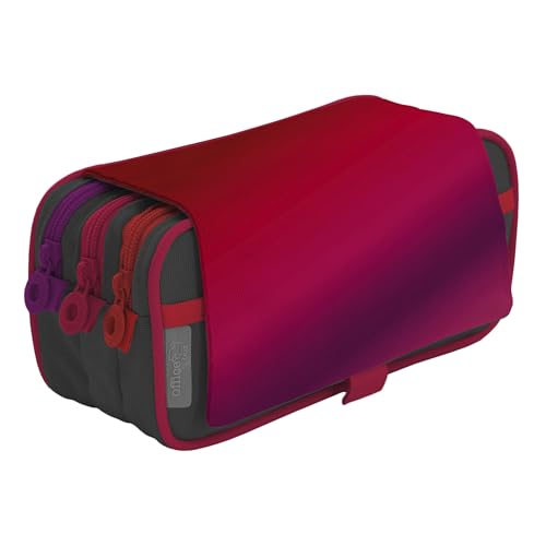 office box Colorline Federmäppchen, geräumige Innenfächer mit individuellem Reißverschluss, waschbar und sehr strapazierfähig, Mix-Rot, Modisch von office box