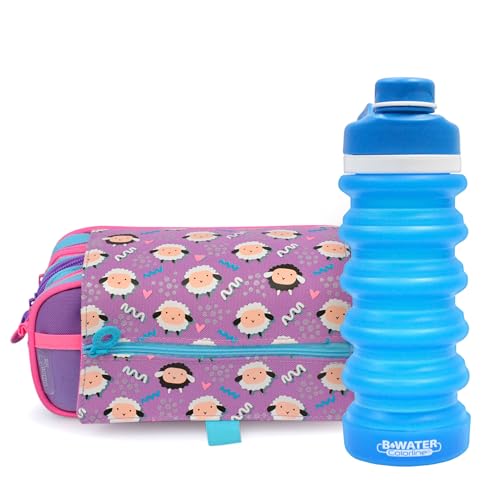 office box Colorline Federmäppchen, geräumige Innenfächer mit individuellem Reißverschluss, waschbar und sehr strapazierfähig, Schwarzes Blatt + Wasser, Modisch von office box