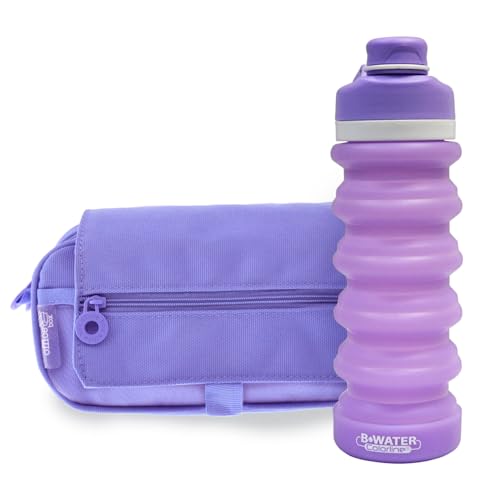 office box Colorline Federmäppchen mit 3 Fächern, mit Reißverschluss, mehrere Taschen, Stundenplan und ID-Karte und Streifen zum Mitnehmen in Ihrem Trolley, Lila + Wasser, Modisch von office box