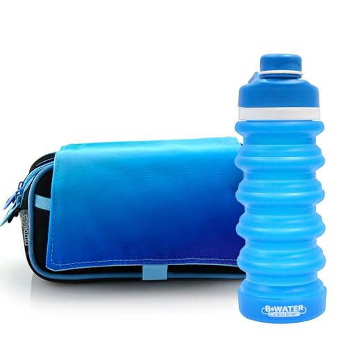 office box Federmäppchen mit 3 Fächern, Pastellfarben, mit 3 großen Fächern, mit Reißverschluss, mehrere Taschen und Stundenplan und ID., Farbmix - Blau + Wasser, Modisch von office box