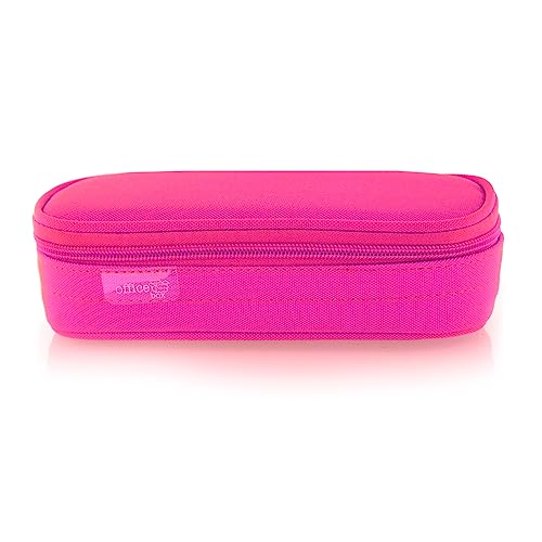 office box Mega-Federmäppchen mit großem Innenfach und Klappe mit Reißverschluss, waschbar und sehr robust für den Transport von Schulsachen oder als Kulturbeutel, fuchsia, Minimalistisch von office box