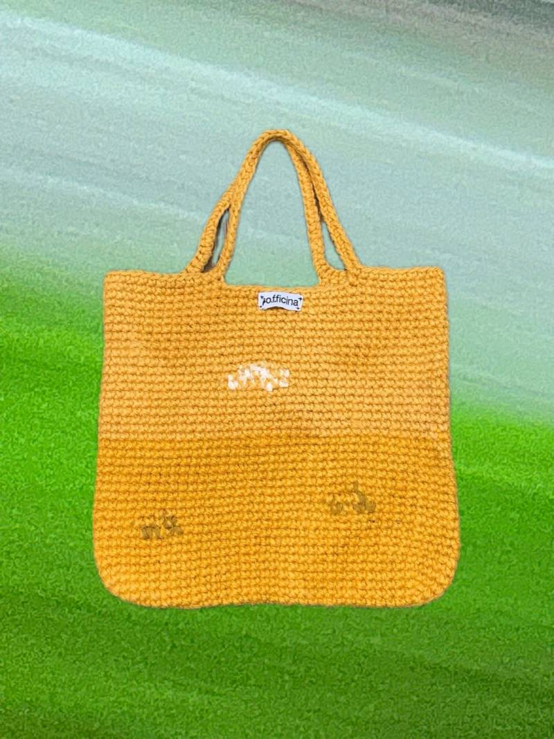 Handgemachte Häkeln Einkaufstasche Safran Jute Und Stoffzuschnitt Tasche | Nachhaltige Häkeltasche Stella Handgemachte Häkeln Einkaufstasche Safran Jute Und Stoffzuschnitt Tasche | Nachhaltige Häkeltasche Stella von officinafw