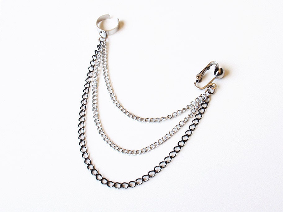 Dreifach Ketten Clip On Ohrmanschette | Einseitig Dreifach Ketten Clip On Ohrmanschette | Einseitig von oflovelythings