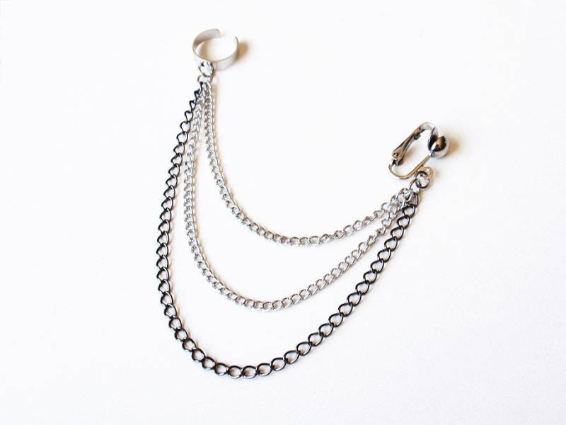 Dreifach Ketten Clip On Ohrmanschette | Einseitig von oflovelythings