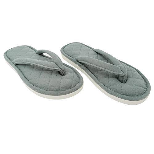 Ofoot Frauen Cosy Cotton Spa Tanga Flip Flops Hausschuhe, feuchtigkeitstransportierende Open Toe Slip On Dick Memory Foam Indoor-Schuhe Grün von ofoot