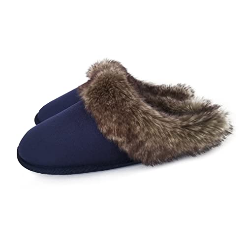 ofoot Damen Winter warme Mokassins Hauspelz Hausschuhe, Damen Indoor Slip On Schuhe mit Memory Foam Zopfmuster gefütterte Gummisohle von ofoot