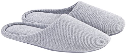 ofoot Damen-Hausschuhe, Memory-Schaum, waschbar, Baumwolle, rutschfeste Hausschuhe (Grau, 38/39 EU) von ofoot