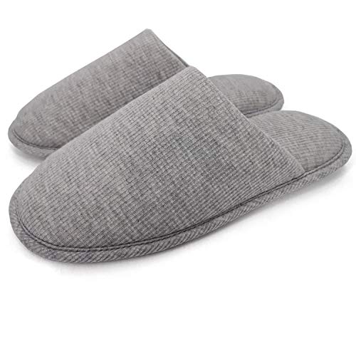 ofoot Herren Baumwolle Cosy Memory Foam Haus Hausschuhe,waschbar leichte rutschfeste Schuhe (Grau,41/42 EU) von ofoot