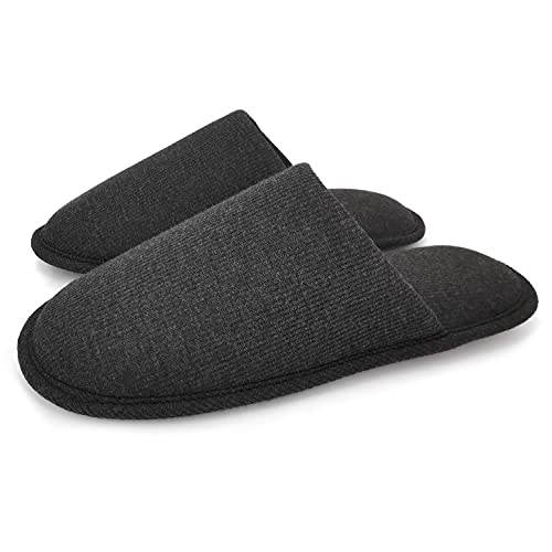 ofoot Herren Baumwolle Cosy Memory Foam Haus Hausschuhe,waschbar leichte rutschfeste Schuhe (Kohlengrau,39/40 EU) von ofoot