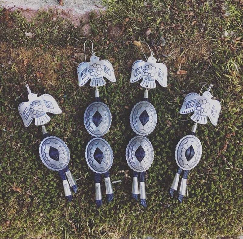Totem Thunderbird Concho Leder Ohrring Totem Thunderbird Concho Leder Ohrring von ofthesunleather