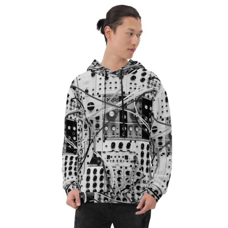 Analog Synthesizer - Modular Design Unisex Hoodie Schwarz & Weiß von ohaniki