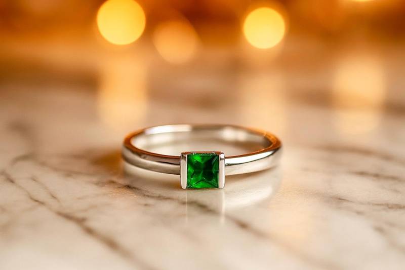 333 Solid Gold Prinzessin Schnitt Cz Smaragd Ring/Goldring Solitär Kanalring Zirkonia /Smaragd Schmuck von ohannescorlu