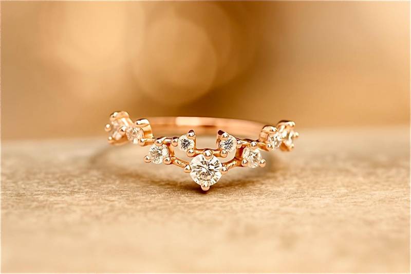 8K Gold Moissanite Cluster Ring/Rose Handgemachter Schmuck von ohannescorlu